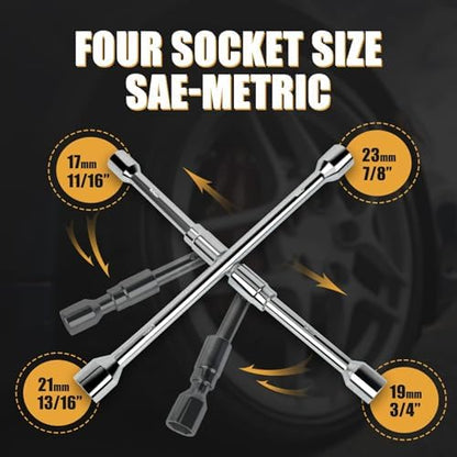 MIKKUPPA 4 Way Folding Lug Wrench, 4 Way Sliding Wheel Lug Nut Wrench - Image 3