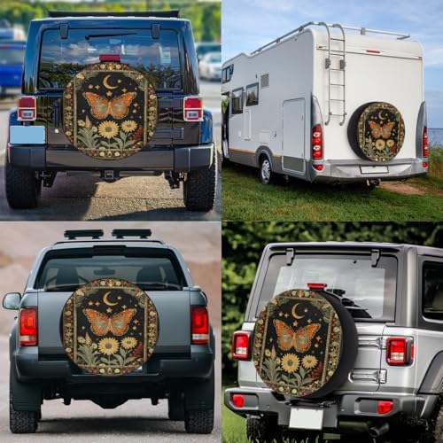 Spare Tire Cover for RV Trailer, Flower Butterfly Moon Waterproof Sun Leather - Image 6