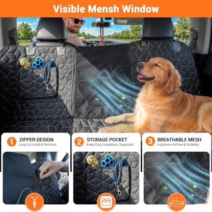 Meginc 56" Dog Seat Cover for Back Seat, Scratch Resistant Hammock for Car - Image 4