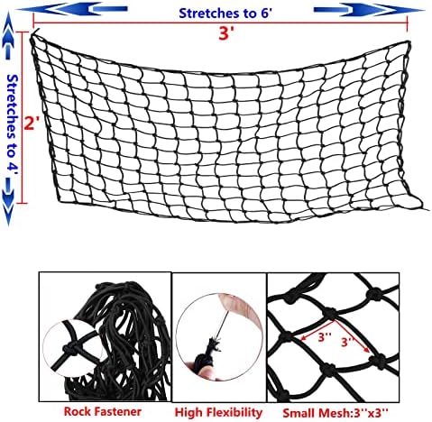 Truck Bed Cargo Net 2' x 3', Stretches to 4' x 6' - Image 2