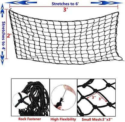 Truck Bed Cargo Net 2' x 3', Stretches to 4' x 6' - Image 2