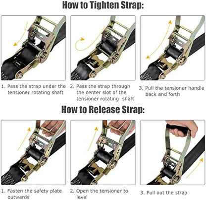 4 Pack 2 Inch Ratchet Straps Heavy Duty 20ft Tie Down Straps Ratchet - Image 6