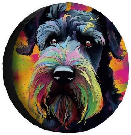 Colorful Giant Schnauzer Dog Spare Tire Cover Pet Animal Wheel Protectors by GUGLILI