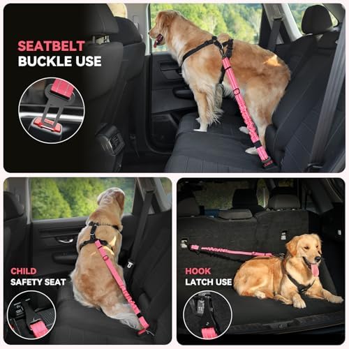 Pawaboo 2Pack Dog Car Seatbelt, 3-in-1 Dog Tether - Image 4