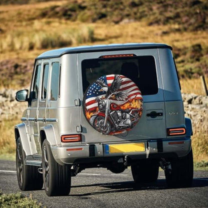 Spare Tire Cover for RV Camper, American Flag Eagle Motorcycle Tire Cover - Image 7