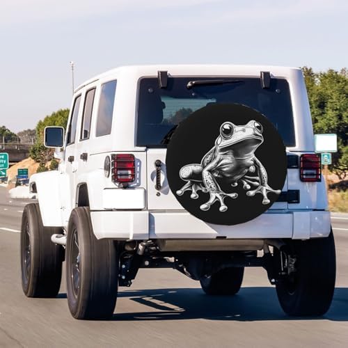 White Frog Spare Tire Cover Dust-Proof Wheel Tire Cover Fit Trailer, SUV and - Image 3