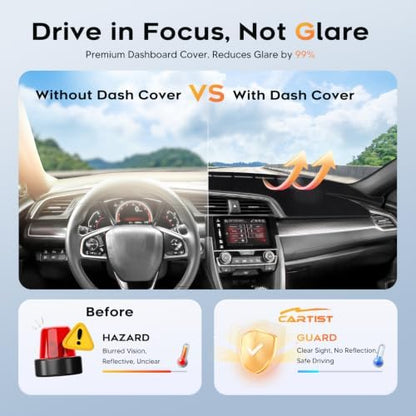 Cartist Black Dash Cover for Honda Civic 2016-2021 Dashboard Cover Mat - Image 5