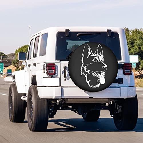 Black German Shepherd Spare Tire Cover Dust-Proof Wheel Tire Cover Fit Trailer - Image 3