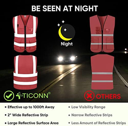 TICONN High Visibility Reflective Safety Vest - Image 3