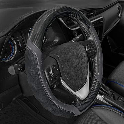 Motor Trend UltraSport Gray Carbon Fiber Steering Wheel Cover, Standard 15 inch - Image 4