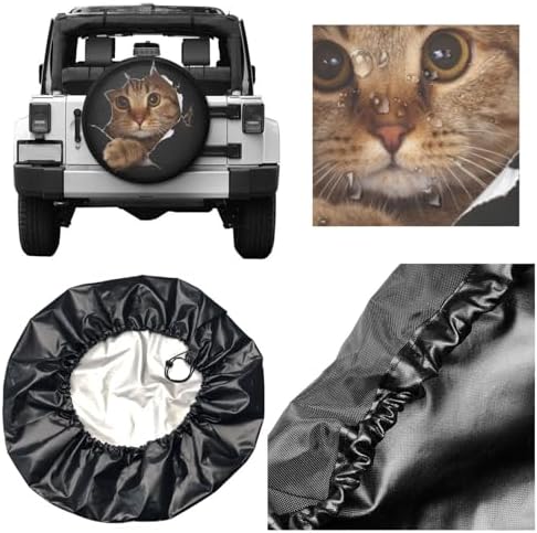 Spare Tire Covers for Trailers, Funny Cute Cat in Hole Wheel Protectors - Image 5