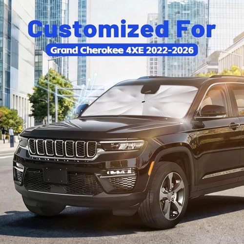 Car Windshield Sun Shade for Grand Cherokee 4XE 22-26, Foldable Car Sunshade - Image 2