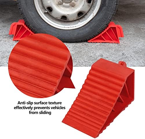 Wheel Chocks, for RV Trailer Camper Truck, Heavy Duty ABS 2 Pack Red - Image 3