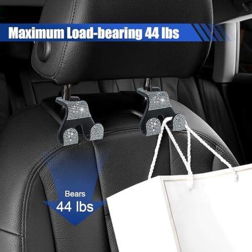 2PCS Car Seat Headrest Hooks, Shiny Crystal Hanger Holder, Backseat Hanger - Image 4