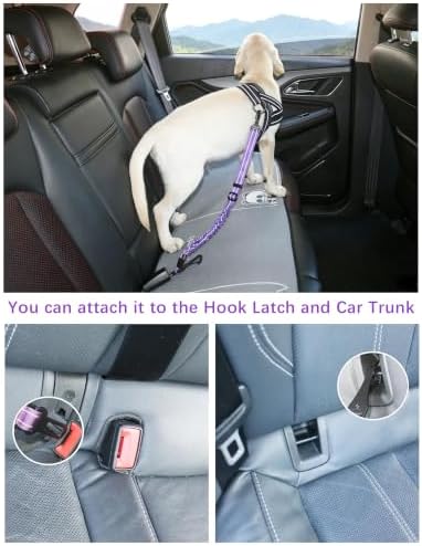 AUBELL Dog Seat Belt for Car, Updated 3-in-1 Bungee Dog Car Harness - Image 2