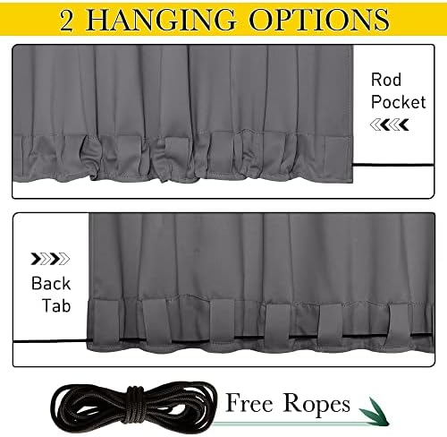 NICETOWN 2 Panels Outdoor Curtains Waterproof Fixed Bottom W52xL95 Grey - Image 2