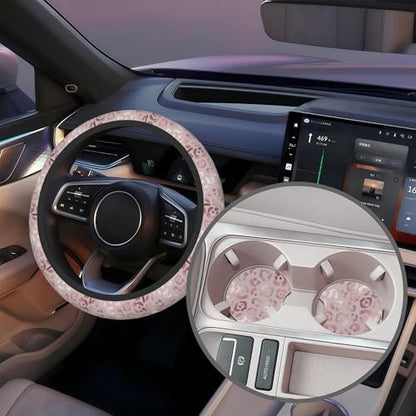 Rose Gold Leopard Print Steering Wheel Cover - Image 5