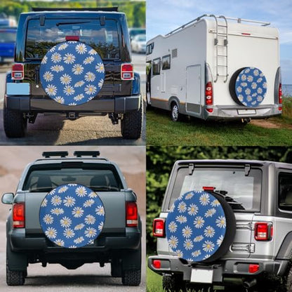 Flowers Blue Daisy Spare Tire Cover Waterproof Dust-Proof Spare Wheel Covers - Image 6