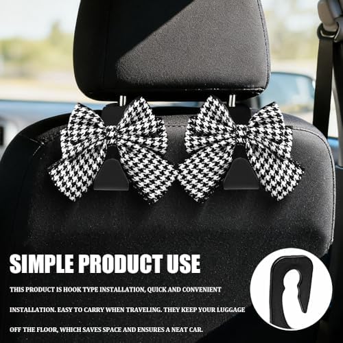 2PCS Car Seat Headrest Hooks, Car Bag Hooks, Cute Bow Knot Vehicle Seatback - Image 4