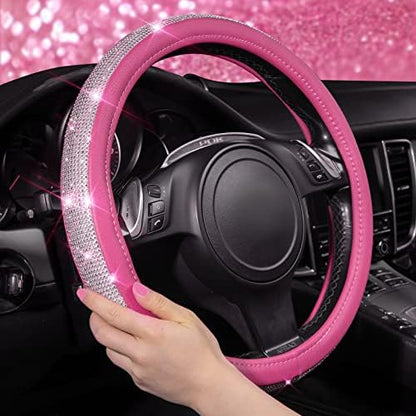 CAR PASS Bling Diamond Leather Steering Wheel Cover, - Image 3