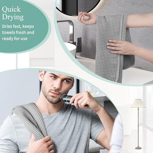 Microfiber Waffle Hand Towels, 4 Pieces, Fast Drying, Lint Free 430 GSM - Image 5
