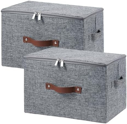2PCS Storage Bins with Zipper Lids Decorative Lidded Basket Box by VinneGenzz