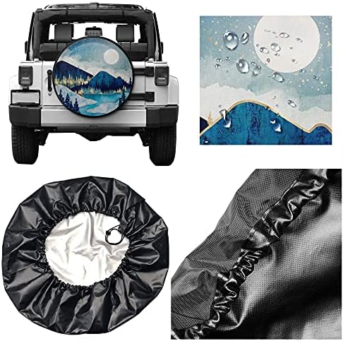 Blue Gold Spare Tire Cover Mountain Tree Star Wheel Cover 15 Inch - Image 5