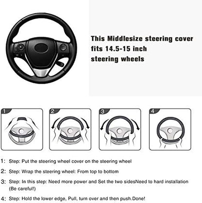 Flying Banner car Steering Wheel Cover Faux Leather Massage Universal fit 3D - Image 6