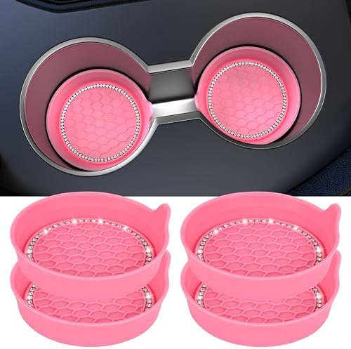 Amooca 4-Pack Car Cup Holder Coaster Bling Crystal Rhinestone Car Interior by Amooca