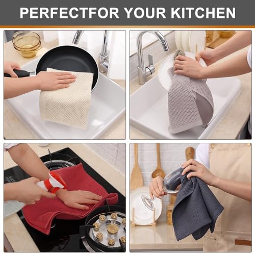 Kitinjoy 100% Cotton Waffle 4-Pack Kitchen Towels - Image 4