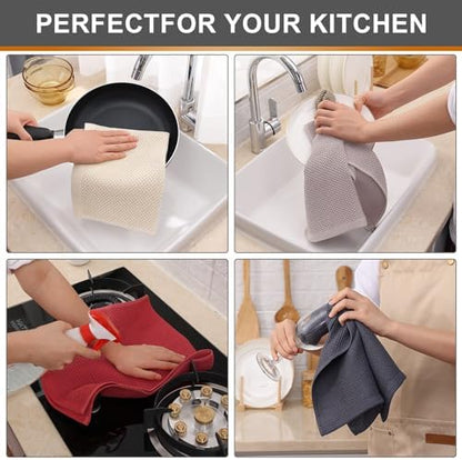 Kitinjoy 100% Cotton Waffle 4-Pack Kitchen Towels - Image 4