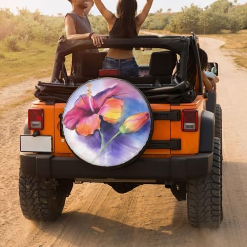 Delerain Colorful Hibiscus Flower Spare Tire Cover - Image 4