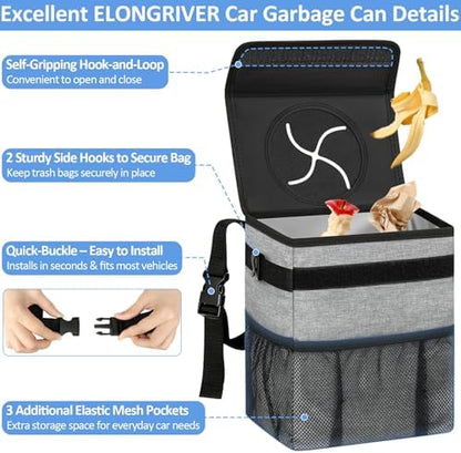 ELONGRIVER Leak Proof Car Trash Can - Image 4
