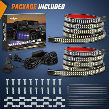 Nilight 2PCS 70 Inch Running Board LED Lights Strip Blue White - Image 6