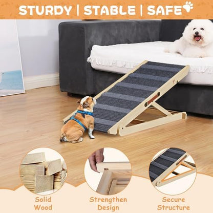 YaFiti Dog Ramp for Bed, Folding Wooden Pet Ramp for Small Large Dogs Cats - Image 4
