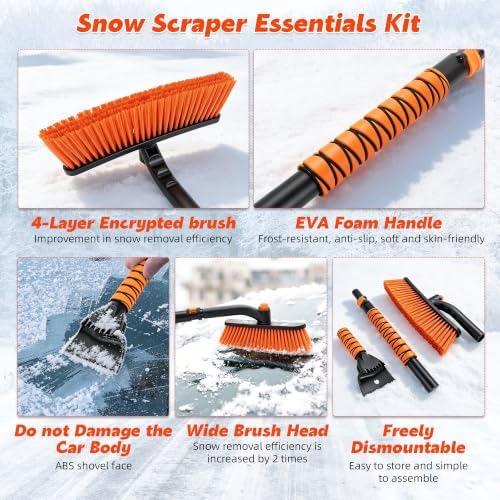 39" Extendable Snow Brush & Ice Scraper, 360° Pivoting Head - Image 3