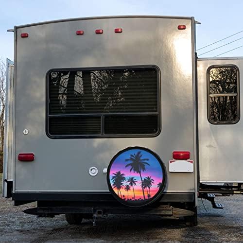 Palm Trees Multicolor Sunset Spare Tire Cover Dust-Proof Wheel Tire Cover Fit - Image 6