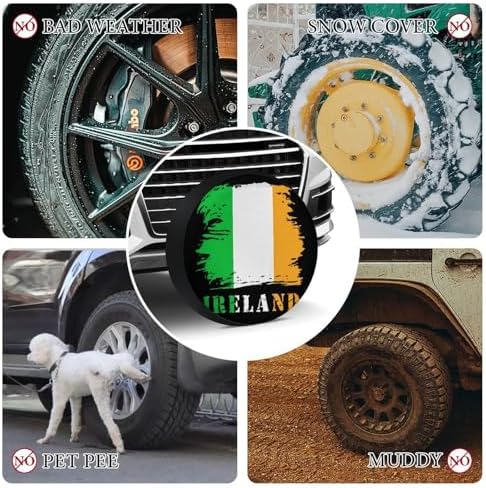 Generic Vintage Ireland Irish Flag Tire Covers, Dust-Proof Weatherproof Wheel - Image 4