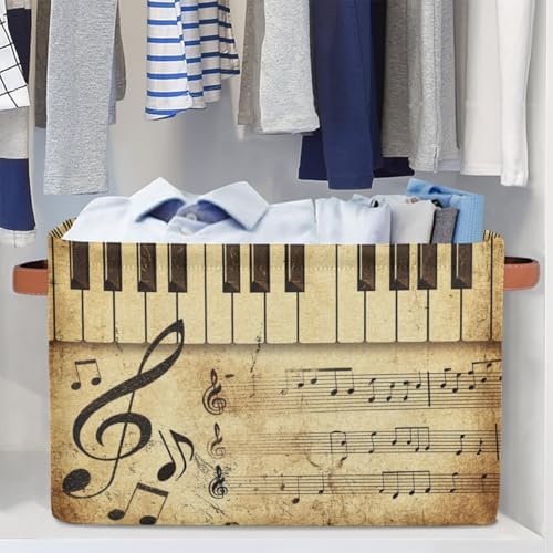 AUUXVA Storage Basket Vintage Music Note Piano Key Storage Cube Box Durable - Image 5