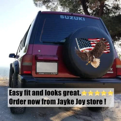 American Eagle USA Flag Spare Tire Cover PVC Leather Fit RV SUV - Image 6