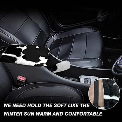 6PCS Set car Interior Aesthetic Accessories, Fluffy Cute Cows Steering Wheel - Image 3