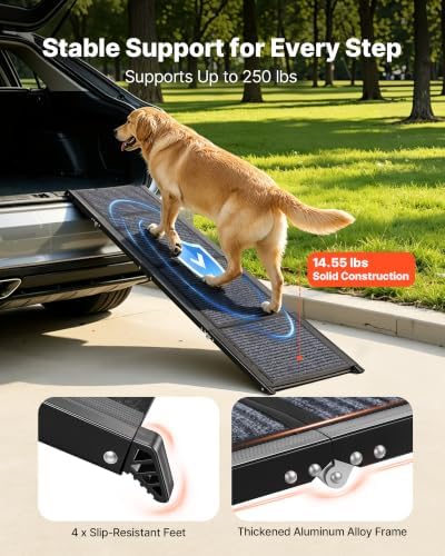VEVOR Dog Ramp for Cars, Folding Pet Ramps for Medium & Large Dogs up to 250lbs - Image 2