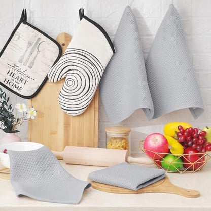 Homaxy 100% Cotton Waffle Weave Kitchen Dish Cloths 18-Pack, Light Gray - Image 6