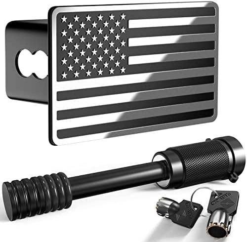 Heavy American Flag Metal Trailer Hitch Covers by TOEASYTY