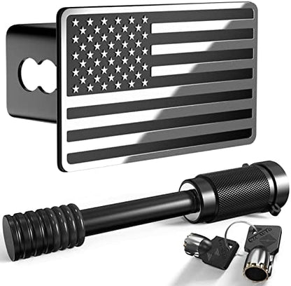 Heavy American Flag Metal Trailer Hitch Covers by TOEASYTY