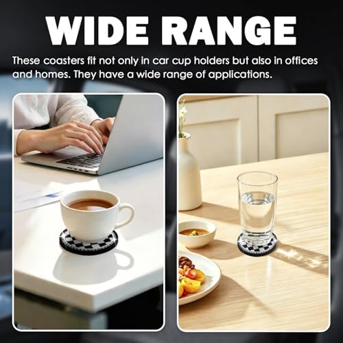 2026 New Checkered Car Cup Coasters, 2.75-Inch Bling Cup Holder Coasters - Image 6