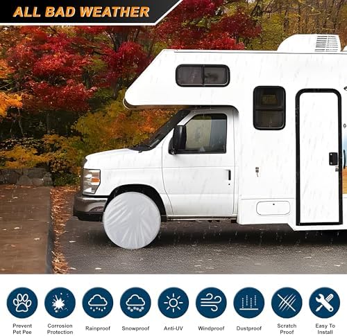 RV Tire Covers Set of 4 for All-Weather Heavy Duty Wheel Covers, Waterproof UV - Image 4