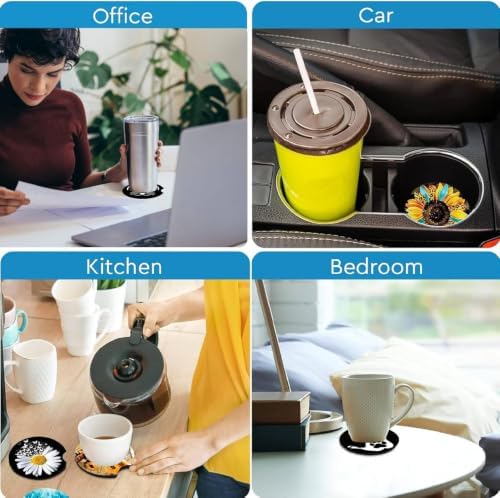 2Pcs Boho Mandala Car Coasters, 2.75" Neoprene Cars Cup Holder Coasters - Image 7