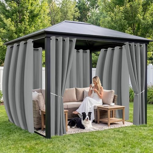 Gazebo Curtains Outdoor Waterproof 6 Panels, Patio Sun Shade - Image 4
