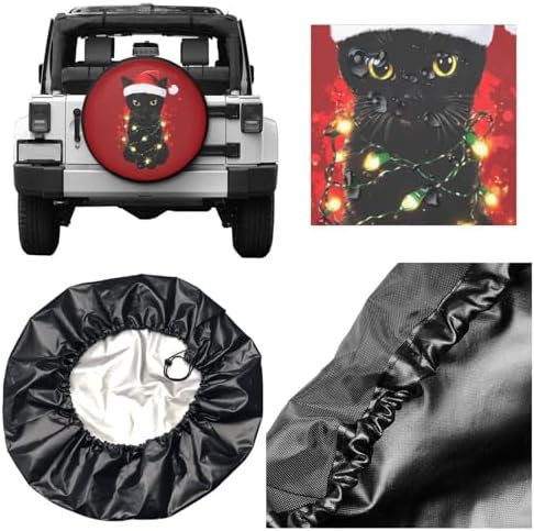 Funny Black Cat Christmas Spare Tire Cover Wheel Protector Universal Fit - Image 5